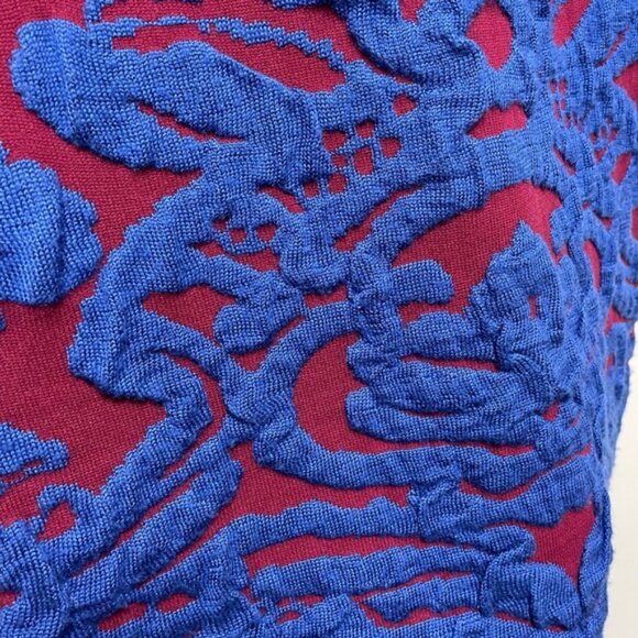 Beautiful! Blue Rain Sz Small Red Long Sleeve Dress w Blue Asian Flare Detailing - Picture 4 of 8